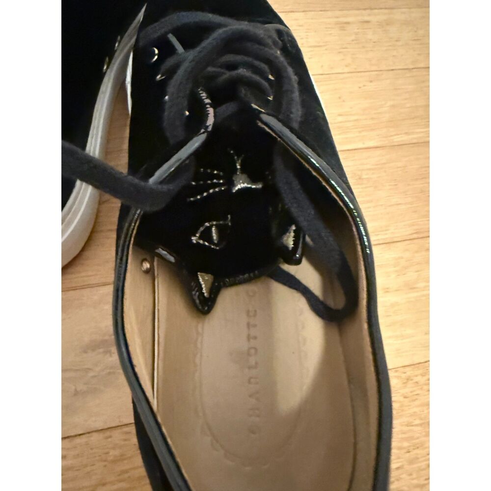 CHARLOTTE OLYMPIA - Black Velvet Sneakers - sz 8 - Picture 3 of 4